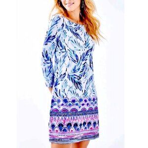 Lilly Pulitzer Sophie Dress Flock Together Blue & Pink 3/4 Sleeve Womens Size S